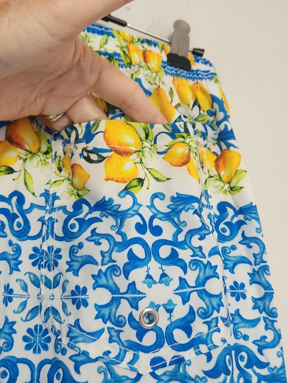 Boxer costume by Antica Sartoria by Giacomo Swimsuit Trunks Lemons Blue Yellow - Picture 5 of 15
